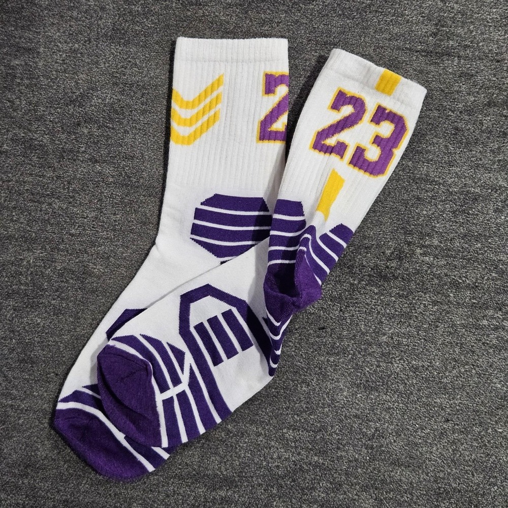 Iconic Number 23 Lebron James Purple/White Basketball Socks NWOT
